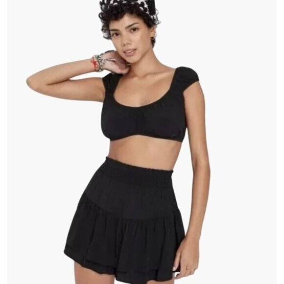 NEW Wild Fable Cap Sleeve Cropped Tiny Tank Top - Black - Size Medium - Picture 1 of 10